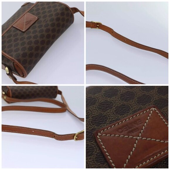 CELINE Macadam Canvas Shoulder Bag PVC Leather Brown Gold Auth yk14568 - Picture 16 of 16